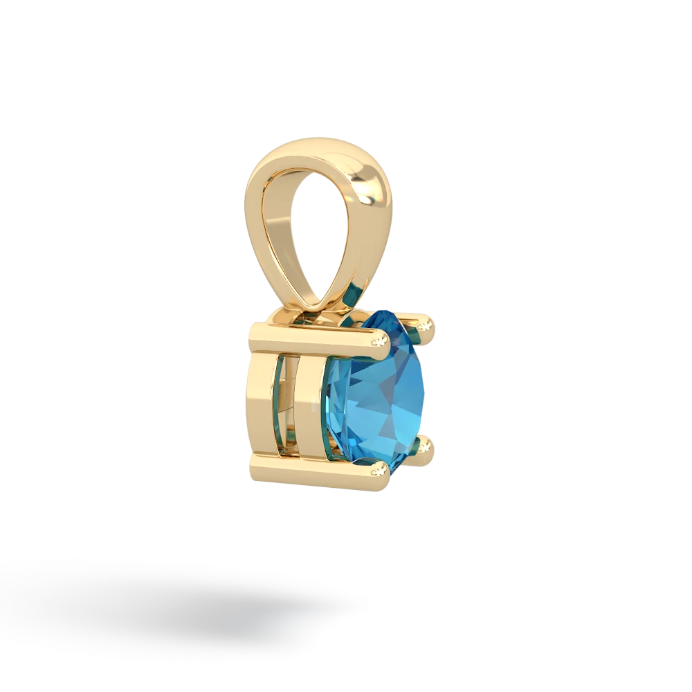 London Topaz 6Mm Round Solitaire 14K Yellow Gold pendant P1786