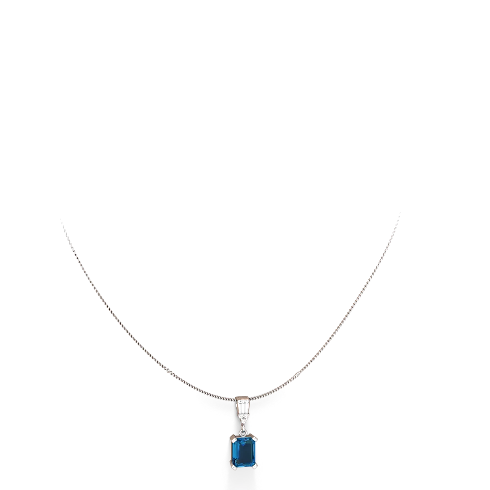 London Topaz Art Deco Dangle 14K White Gold pendant P1937