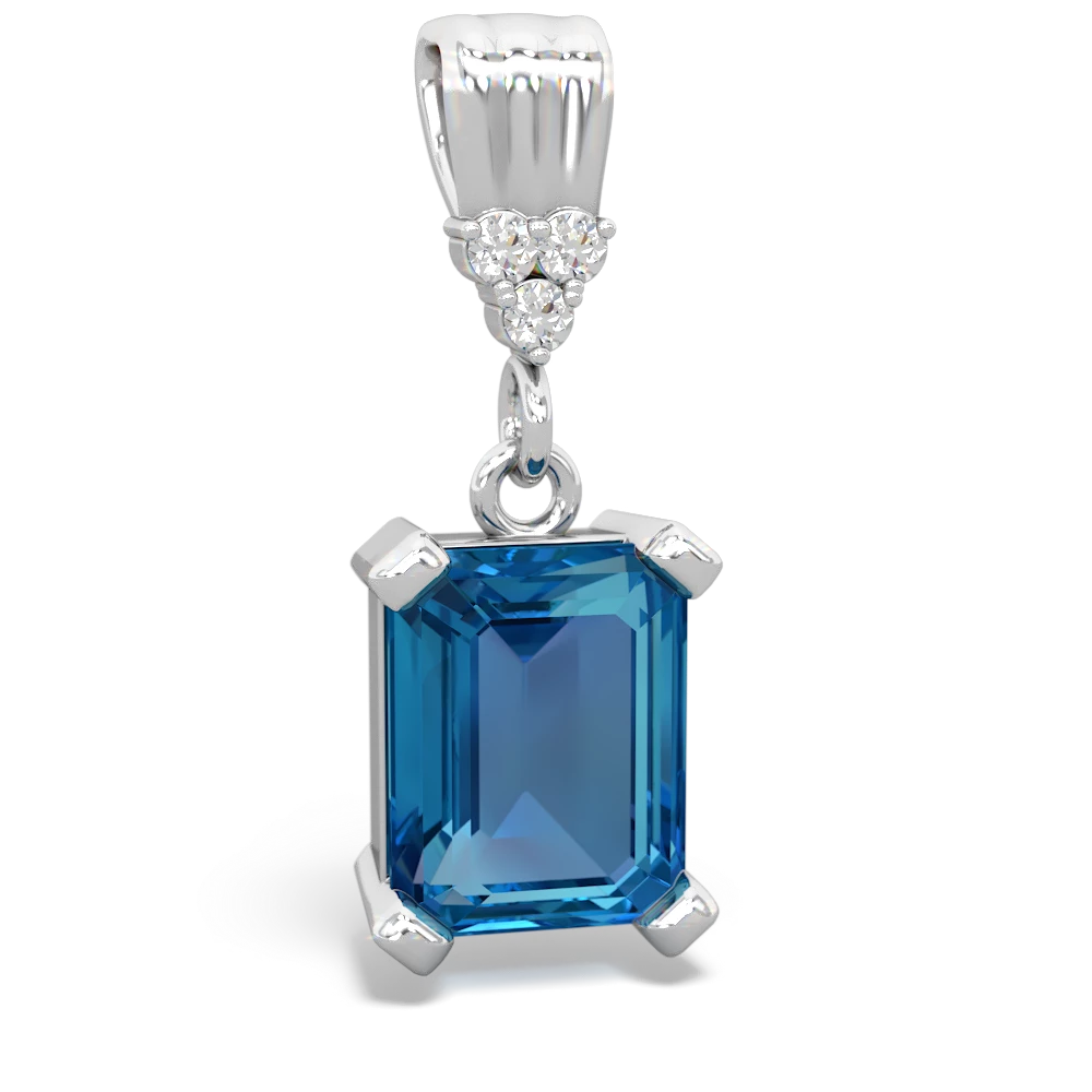 London Topaz Art Deco Dangle 14K White Gold pendant P1937