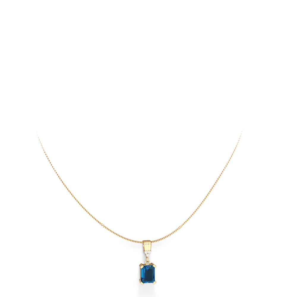 London Topaz Art Deco Dangle 14K Yellow Gold pendant P1937