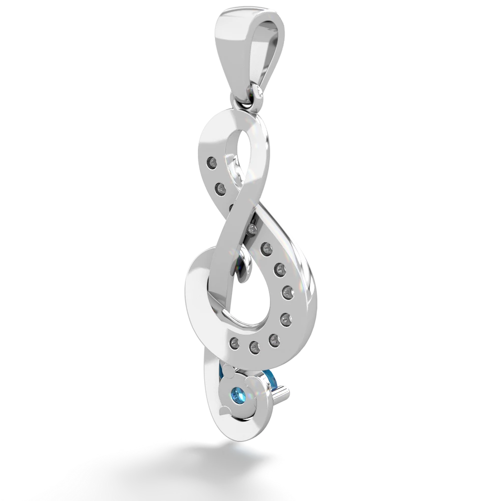 London Topaz G-Clef Music 14K White Gold pendant P5830