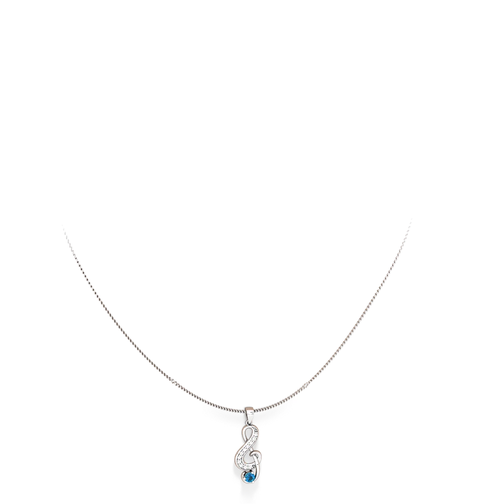 London Topaz G-Clef Music 14K White Gold pendant P5830