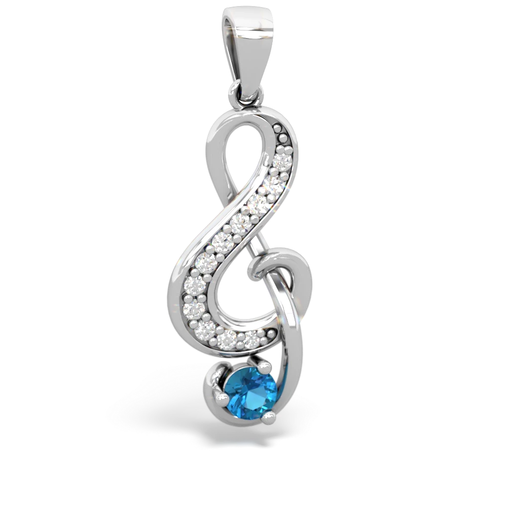 London Topaz G-Clef Music 14K White Gold pendant P5830