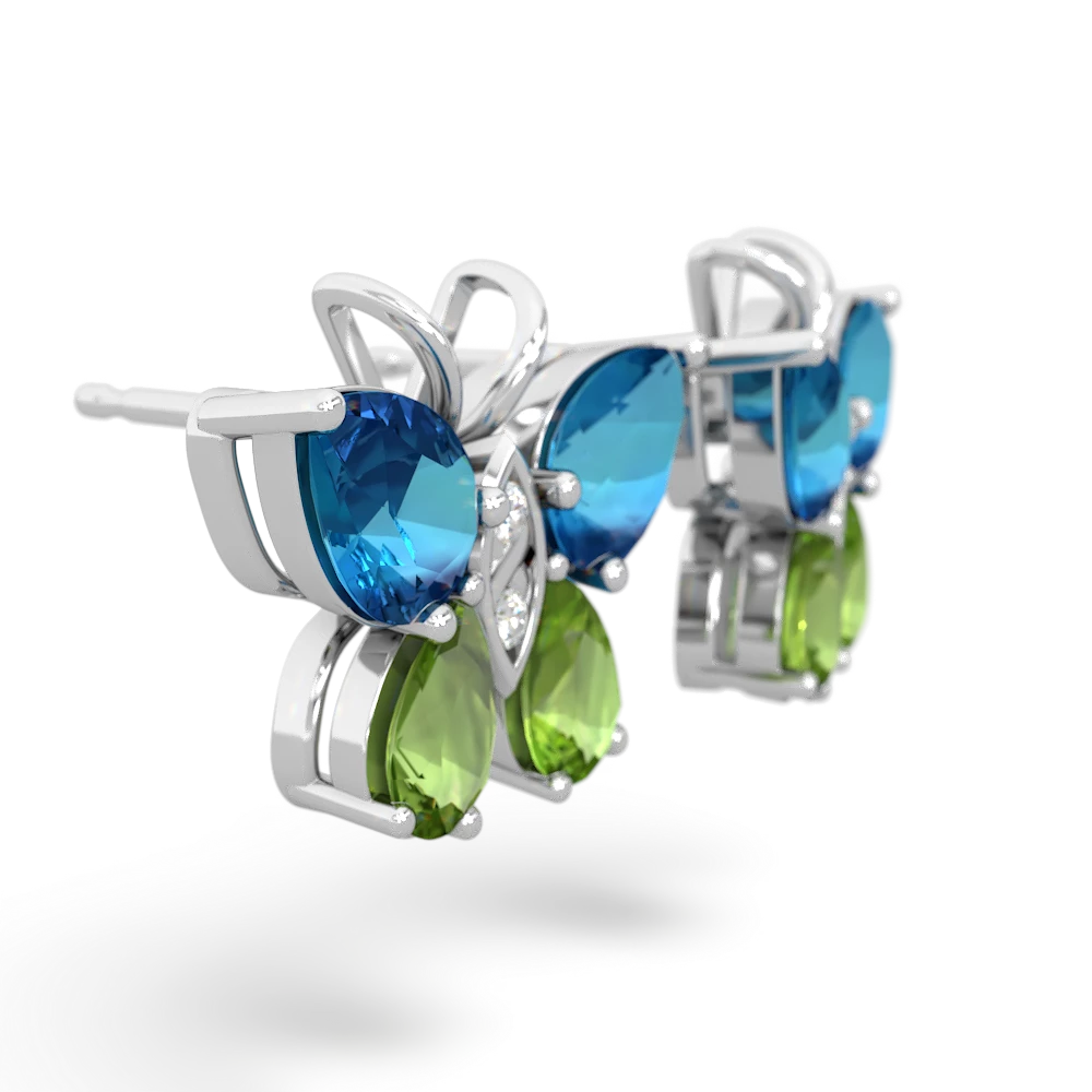 London Topaz Butterfly 14K White Gold earrings E2215