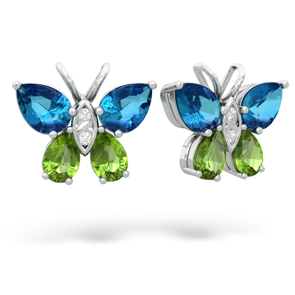 London Topaz Butterfly 14K White Gold earrings E2215