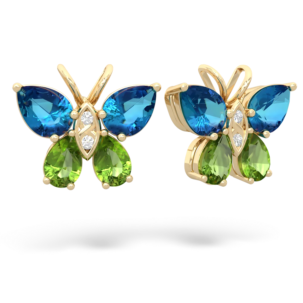 London Topaz Butterfly 14K Yellow Gold earrings E2215