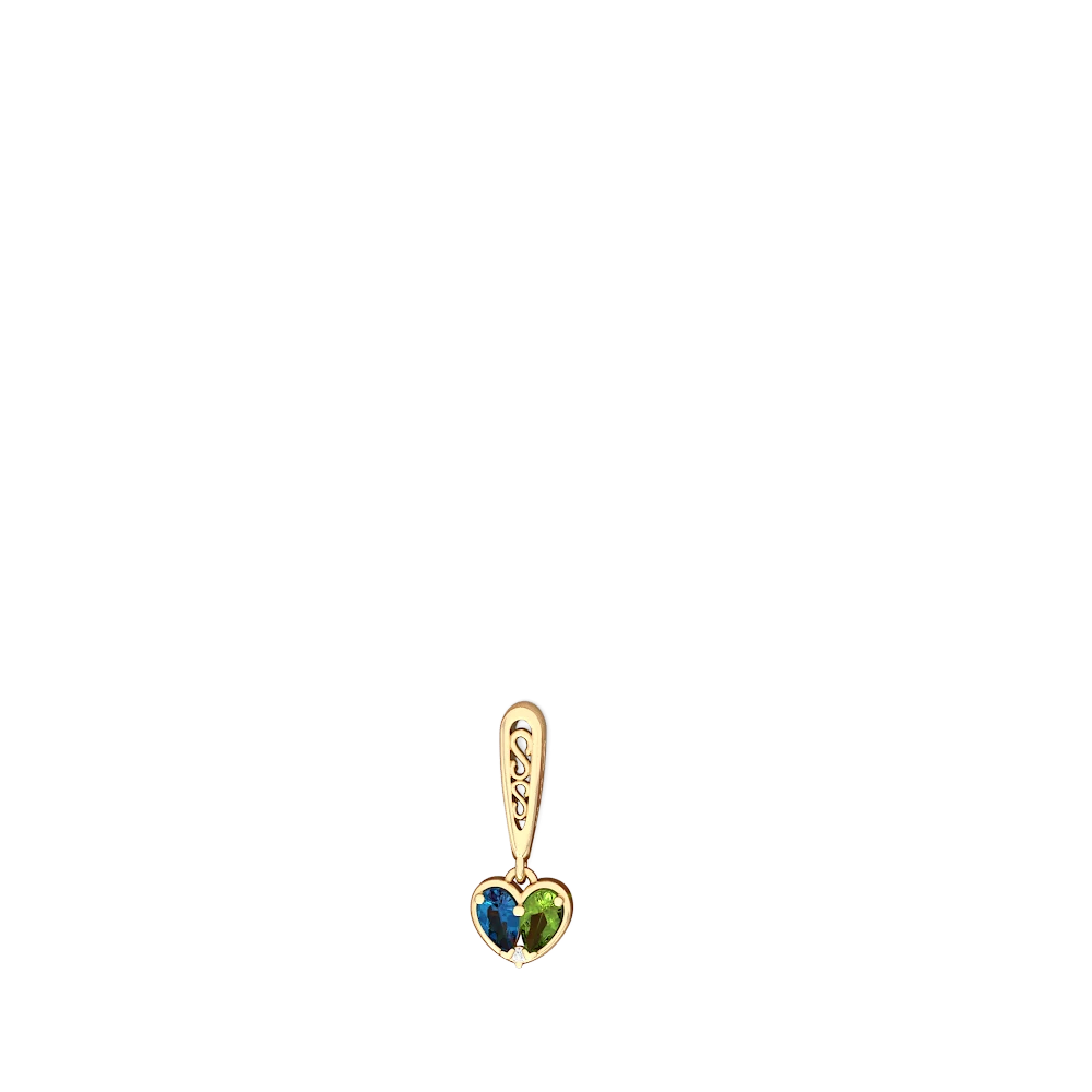 London Topaz Filligree Heart 14K Yellow Gold earrings E5070