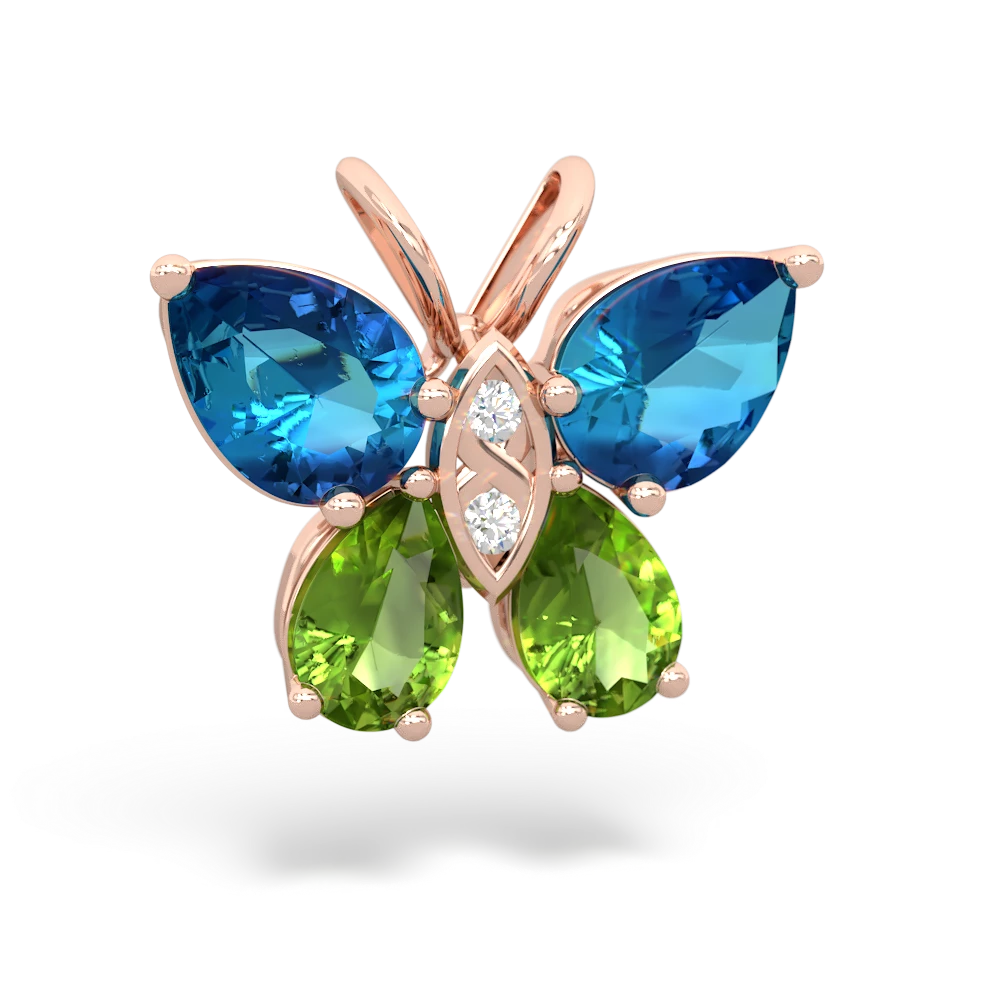 London Topaz Butterfly 14K Rose Gold pendant P2215