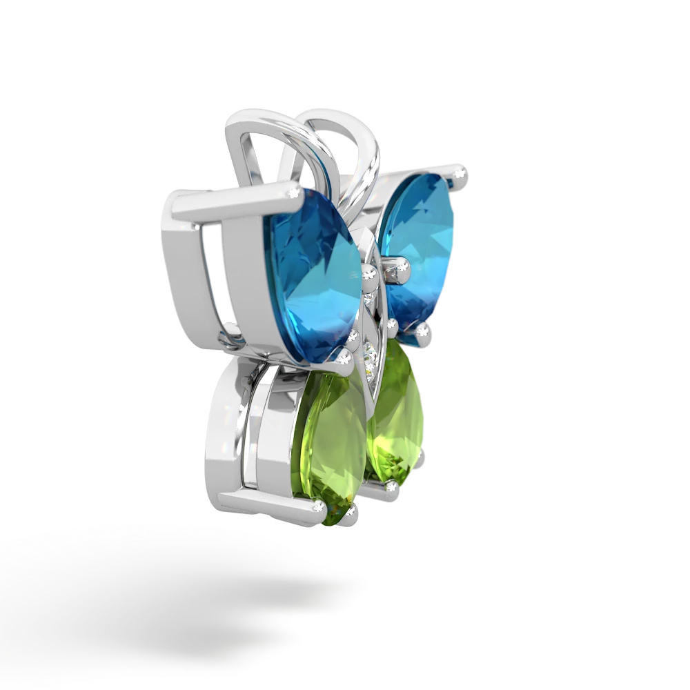 London Topaz Butterfly 14K White Gold pendant P2215