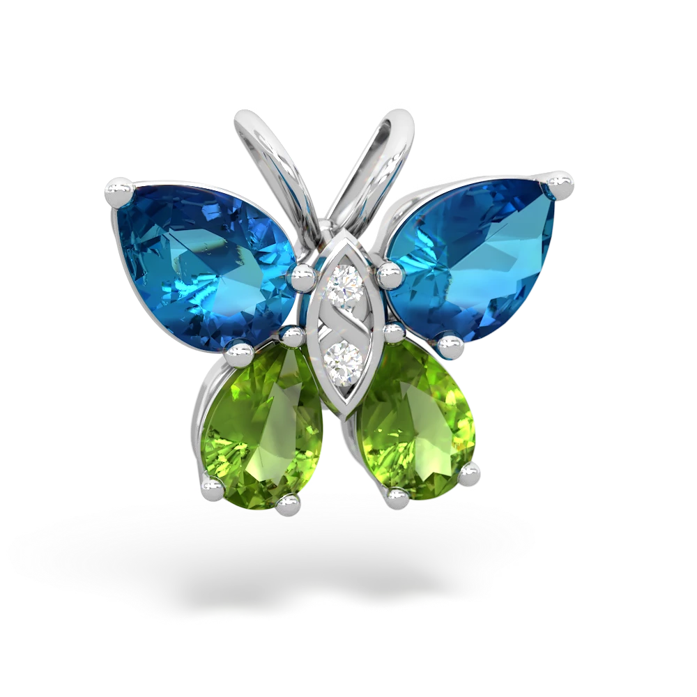 London Topaz Butterfly 14K White Gold pendant P2215