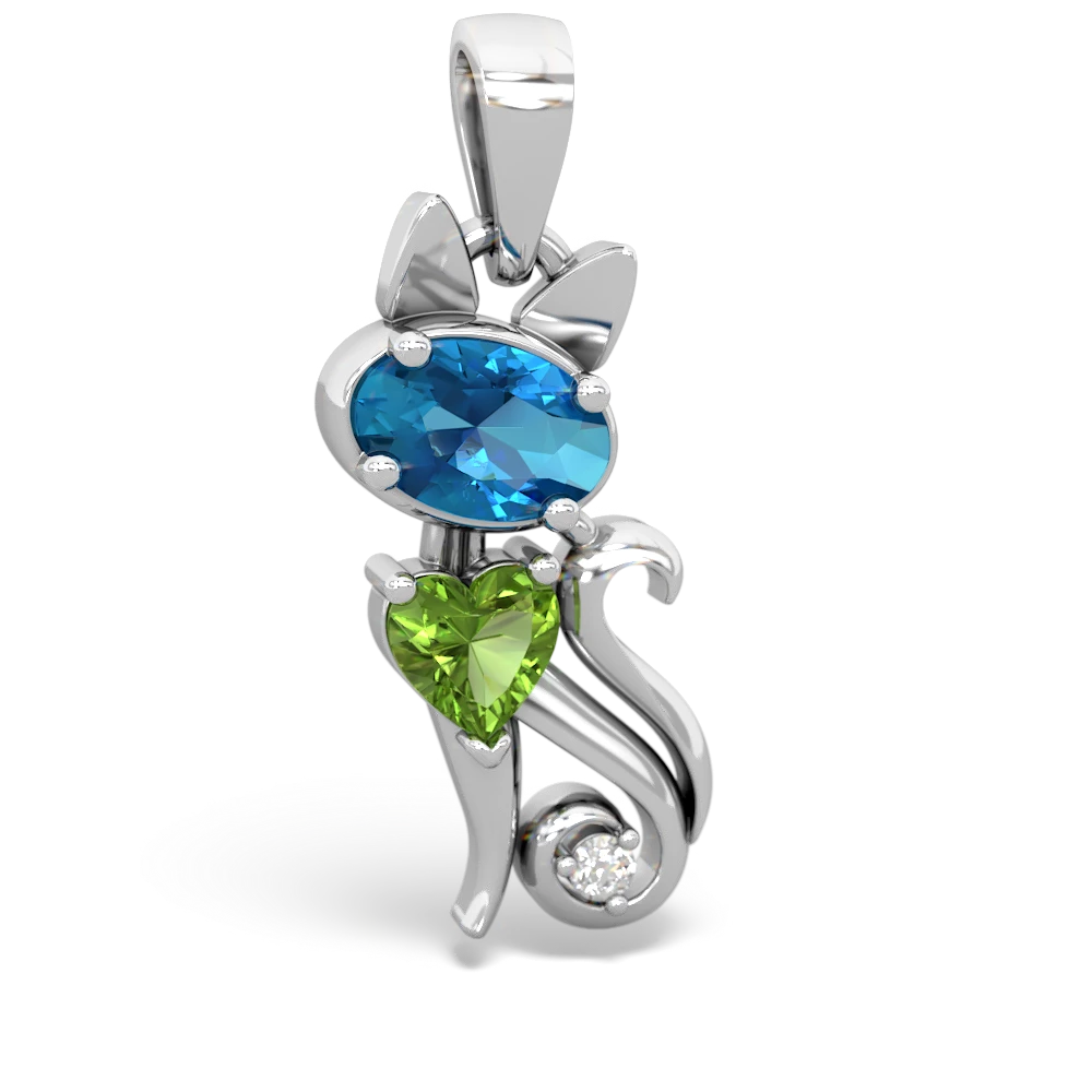 London Topaz Kitten 14K White Gold pendant P5780