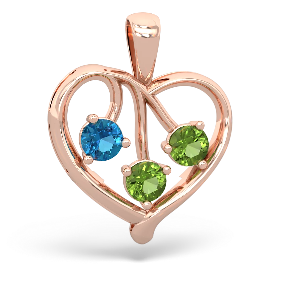 London Topaz Glowing Heart 14K Rose Gold pendant P2233