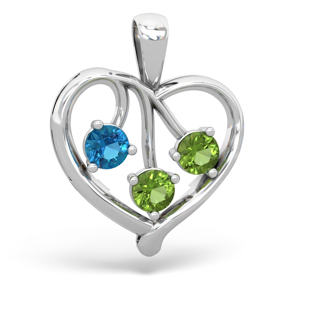 London Topaz Glowing Heart 14K White Gold pendant P2233