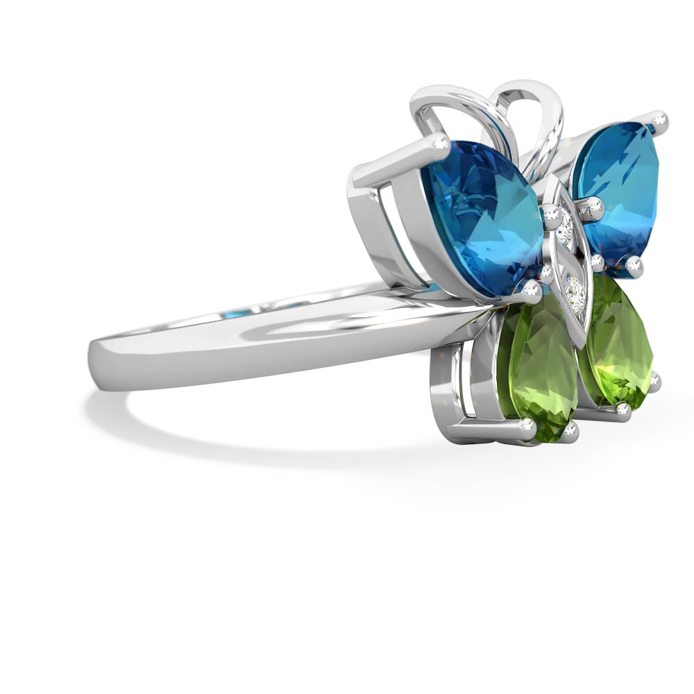 London Topaz Butterfly 14K White Gold ring R2215