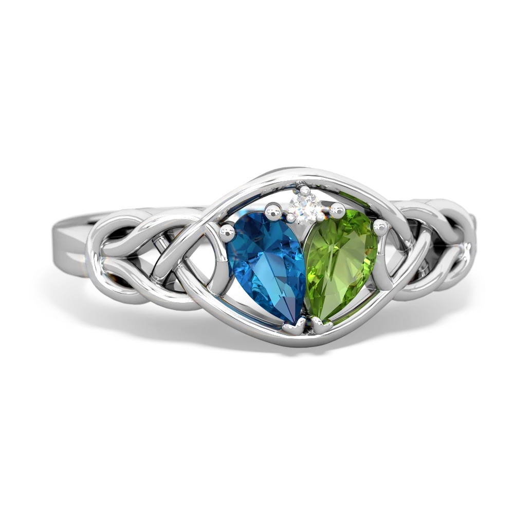 London Topaz Celtic Love Knot 14K White Gold ring R5420