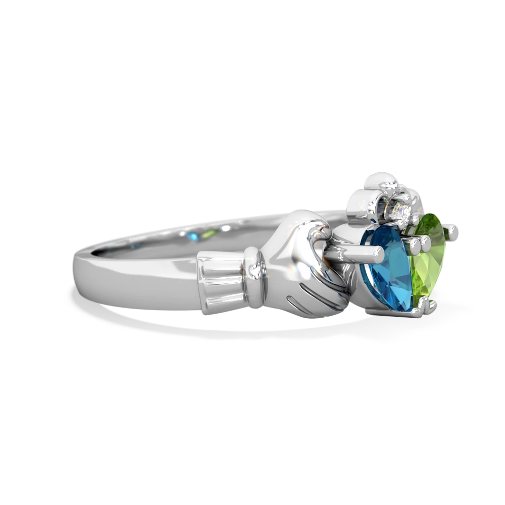 London Topaz 'Our Heart' Claddagh 14K White Gold ring R2388