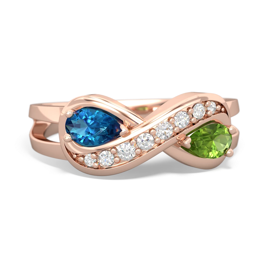 London Topaz Diamond Infinity 14K Rose Gold ring R5390