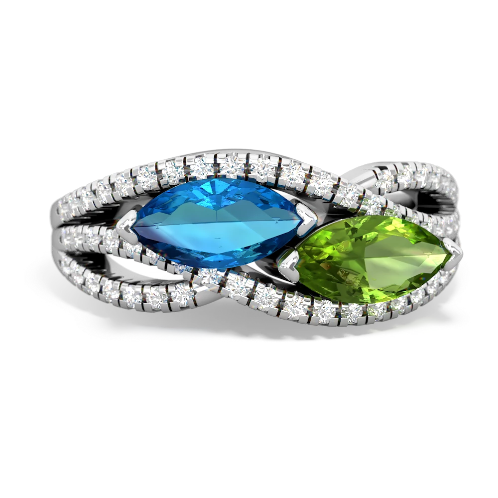 London Topaz Diamond Rivers 14K White Gold ring R3070