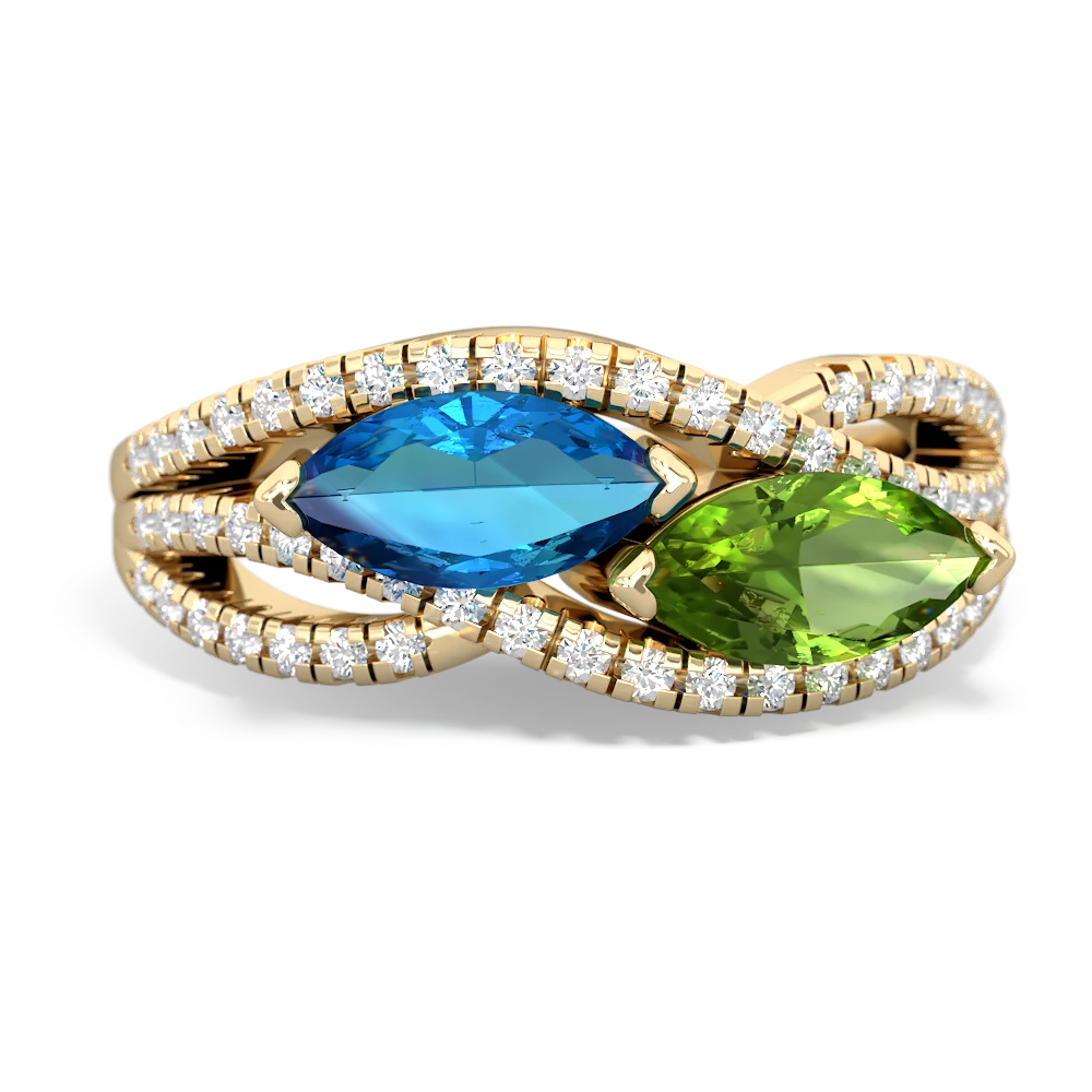 London Topaz Diamond Rivers 14K Yellow Gold ring R3070