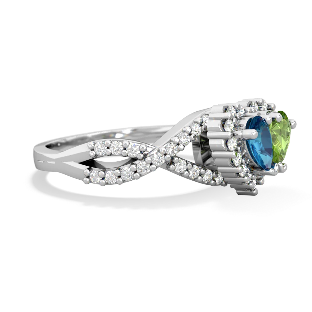 London Topaz Diamond Twist 'One Heart' 14K White Gold ring R2640HRT