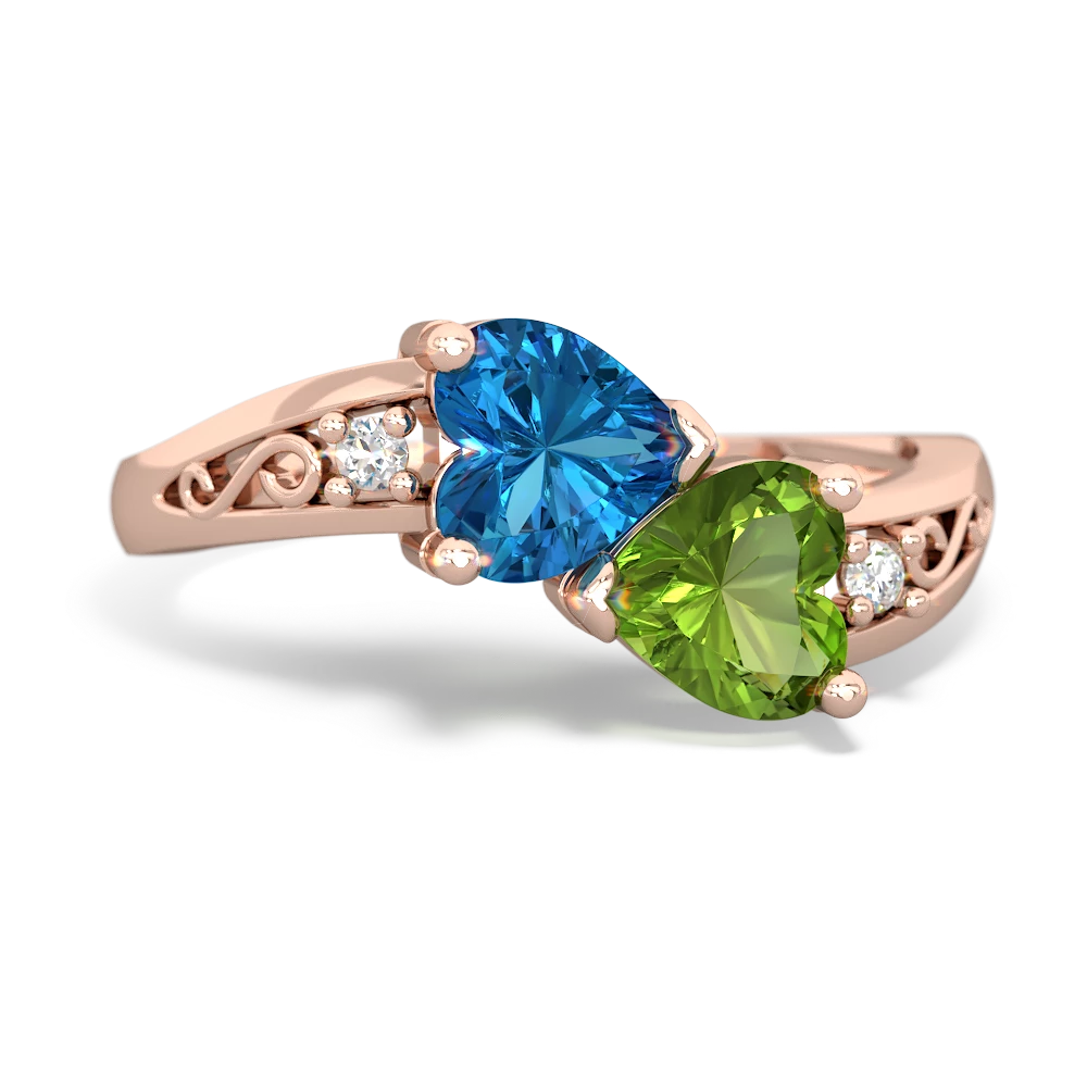 London Topaz Snuggling Hearts 14K Rose Gold ring R2178