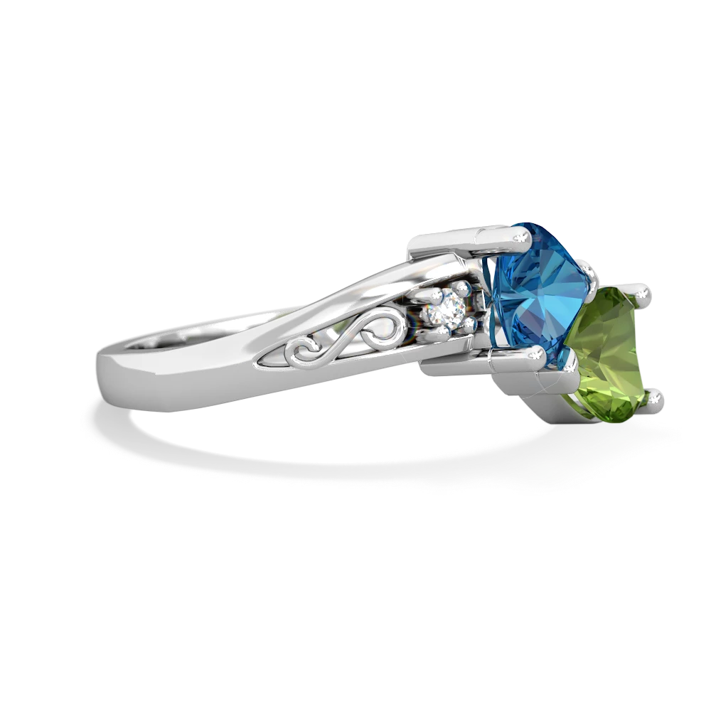 London Topaz Snuggling Hearts 14K White Gold ring R2178