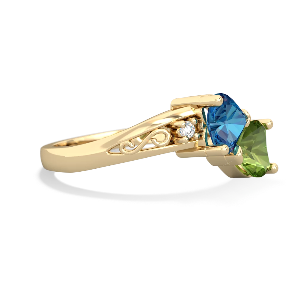 London Topaz Snuggling Hearts 14K Yellow Gold ring R2178