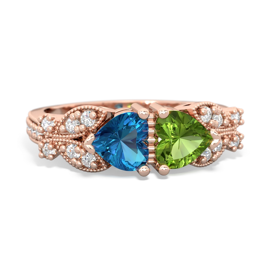 London Topaz Diamond Butterflies 14K Rose Gold ring R5601