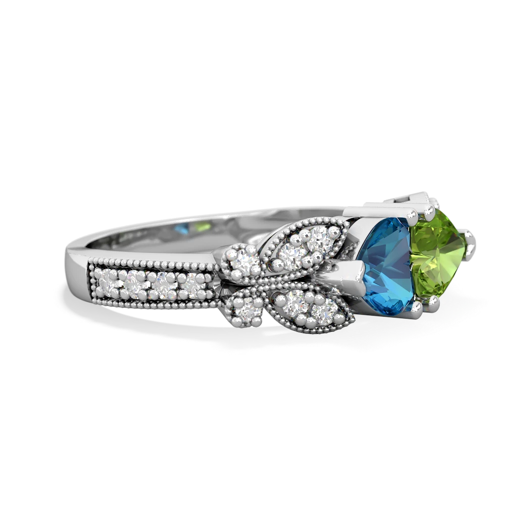 London Topaz Diamond Butterflies 14K White Gold ring R5601