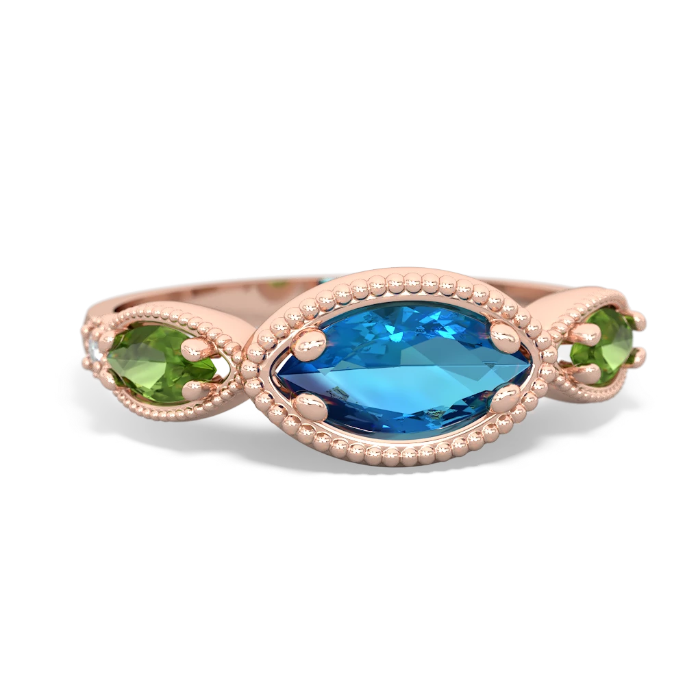 London Topaz Milgrain Marquise 14K Rose Gold ring R5700