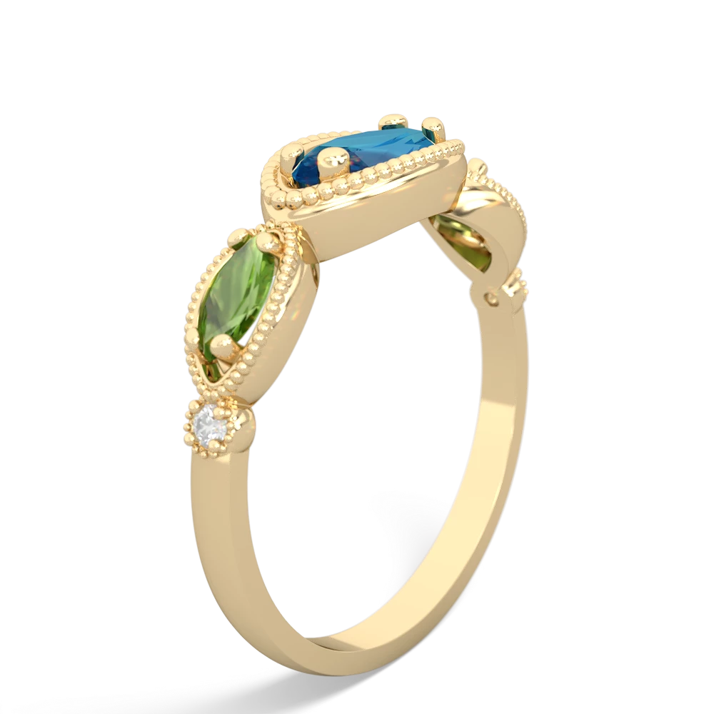 London Topaz Milgrain Marquise 14K Yellow Gold ring R5700