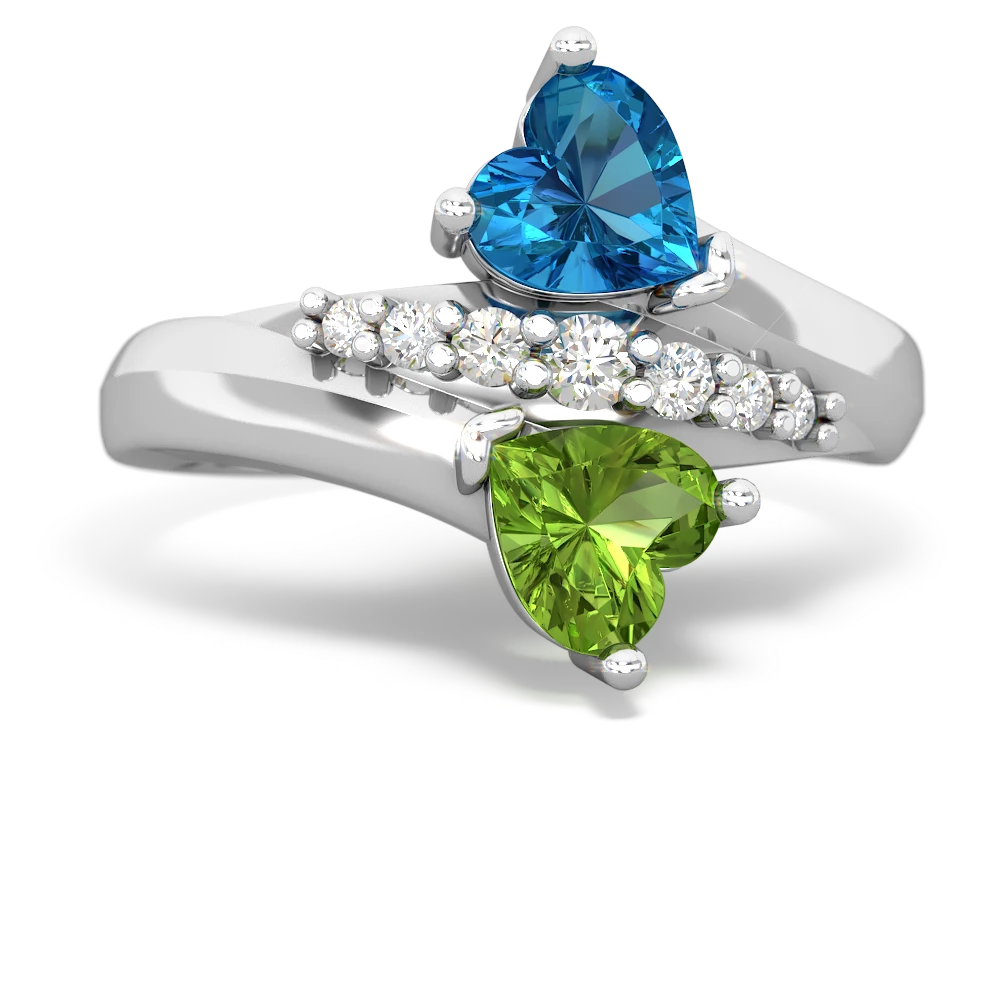 London Topaz Heart To Heart 14K White Gold ring R2064