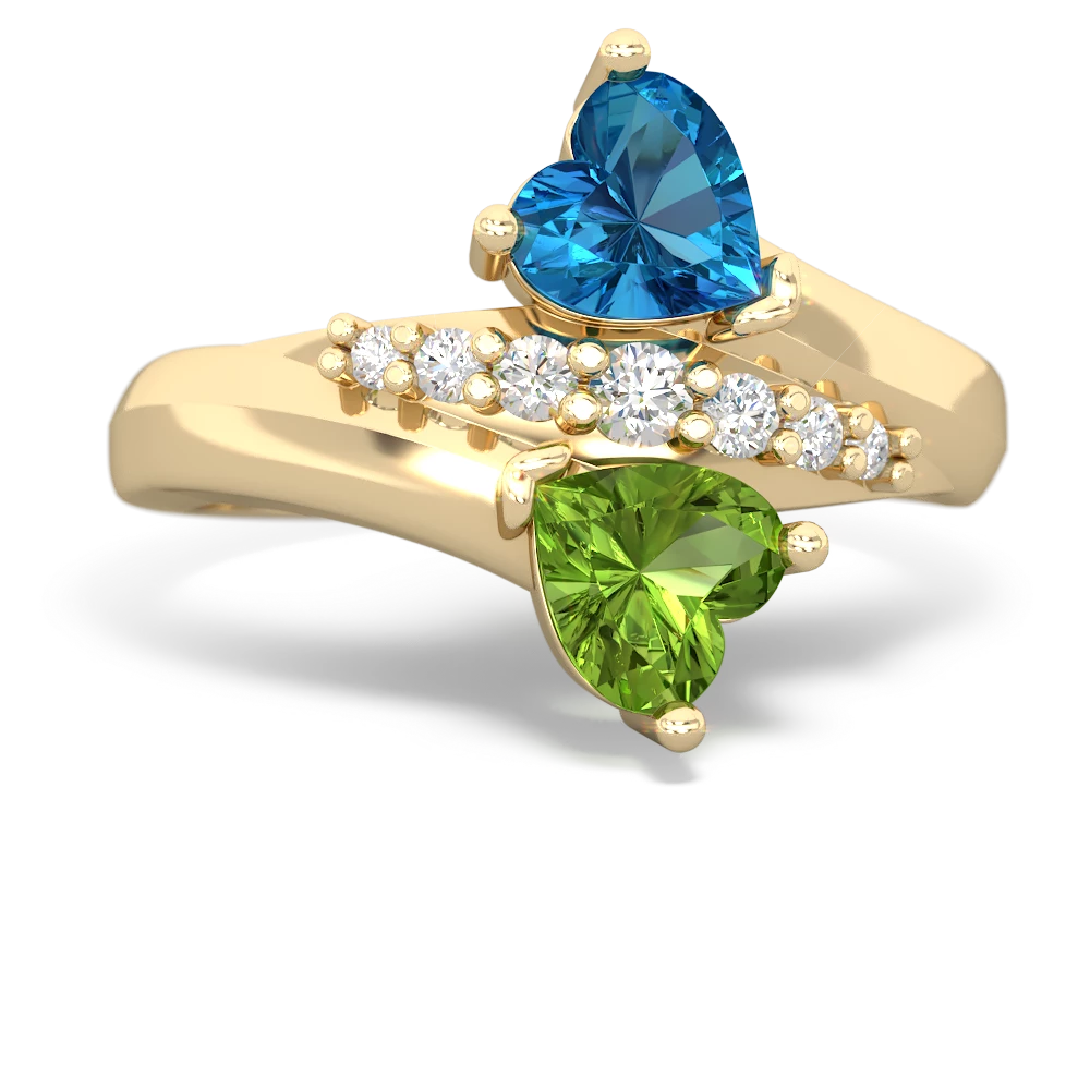 London Topaz Heart To Heart 14K Yellow Gold ring R2064