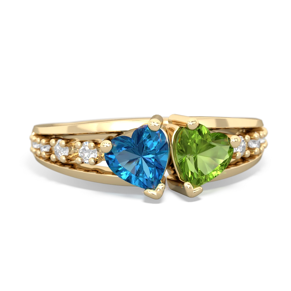 London Topaz Heart To Heart 14K Yellow Gold ring R3342