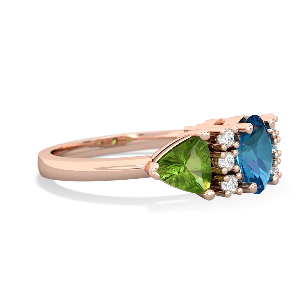 London Topaz Antique Style Three Stone 14K Rose Gold ring R2186