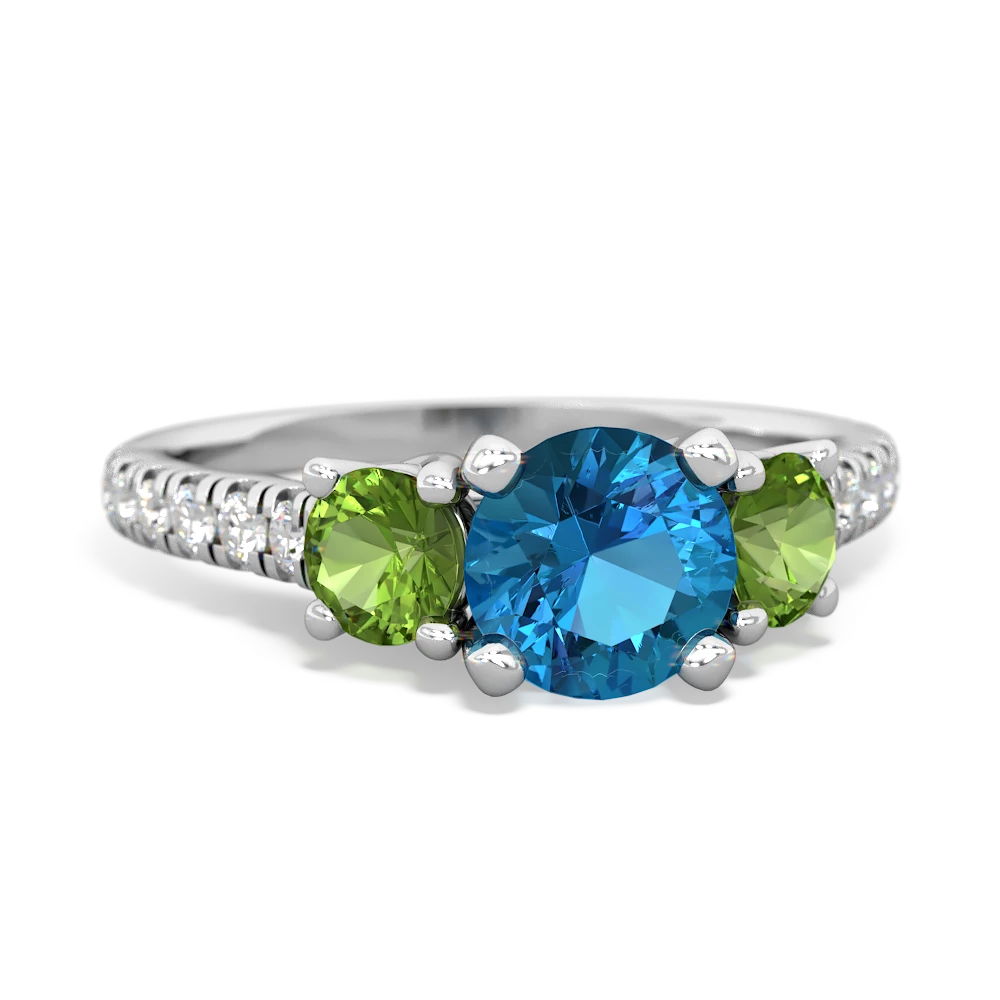 London Topaz Pave Trellis 14K White Gold ring R5500