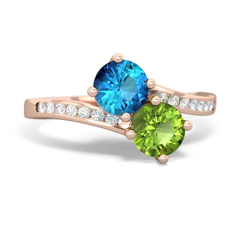 London Topaz Channel Set Two Stone 14K Rose Gold ring R5303