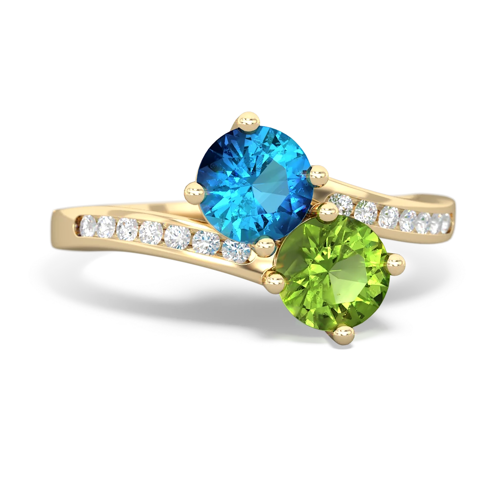 London Topaz Channel Set Two Stone 14K Yellow Gold ring R5303