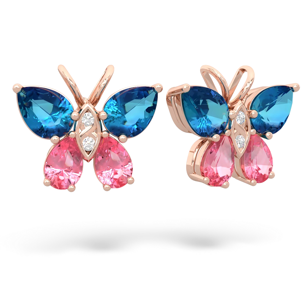 London Topaz Butterfly 14K Rose Gold earrings E2215