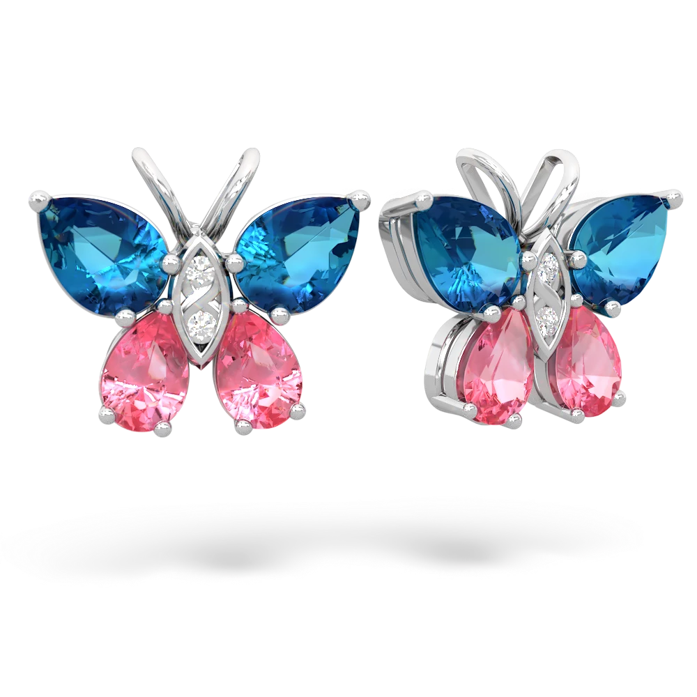 London Topaz Butterfly 14K White Gold earrings E2215