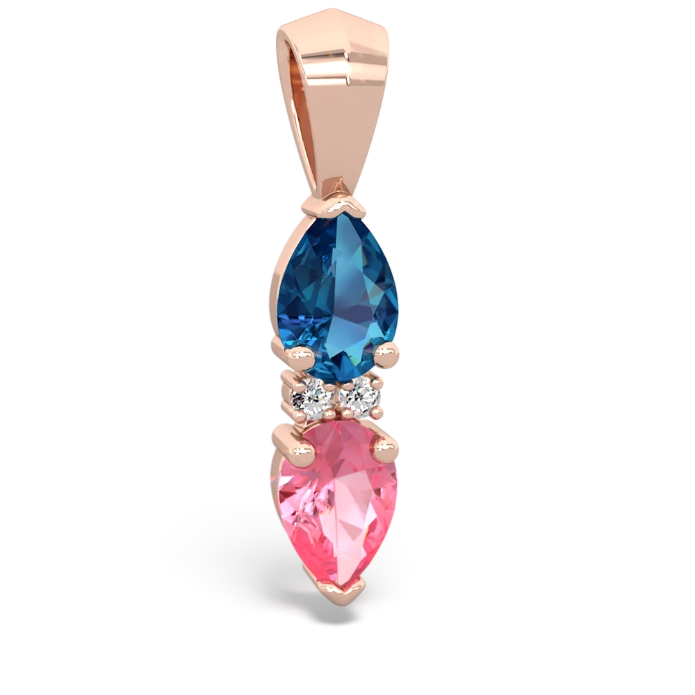 London Topaz Bowtie Drop 14K Rose Gold pendant P0865