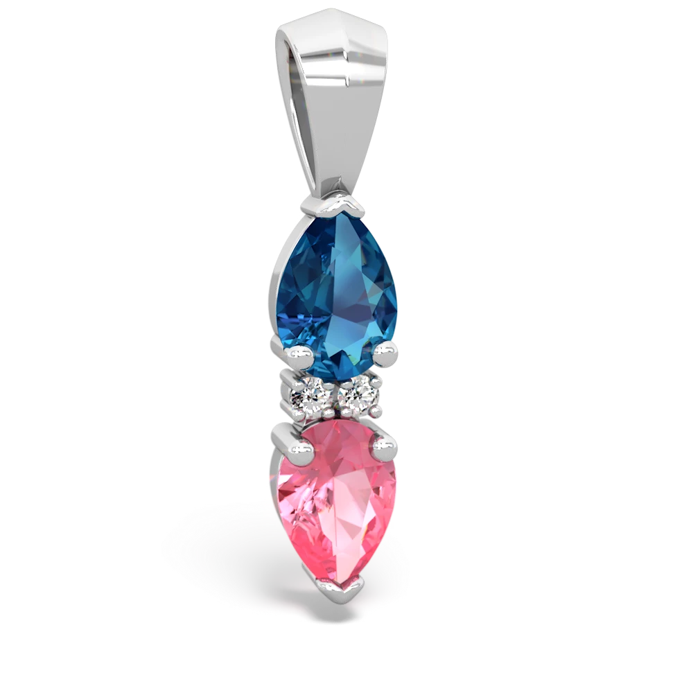 London Topaz Bowtie Drop 14K White Gold pendant P0865
