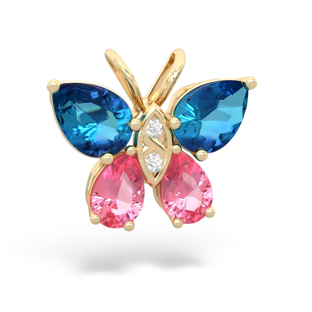 London Topaz Butterfly 14K Yellow Gold pendant P2215