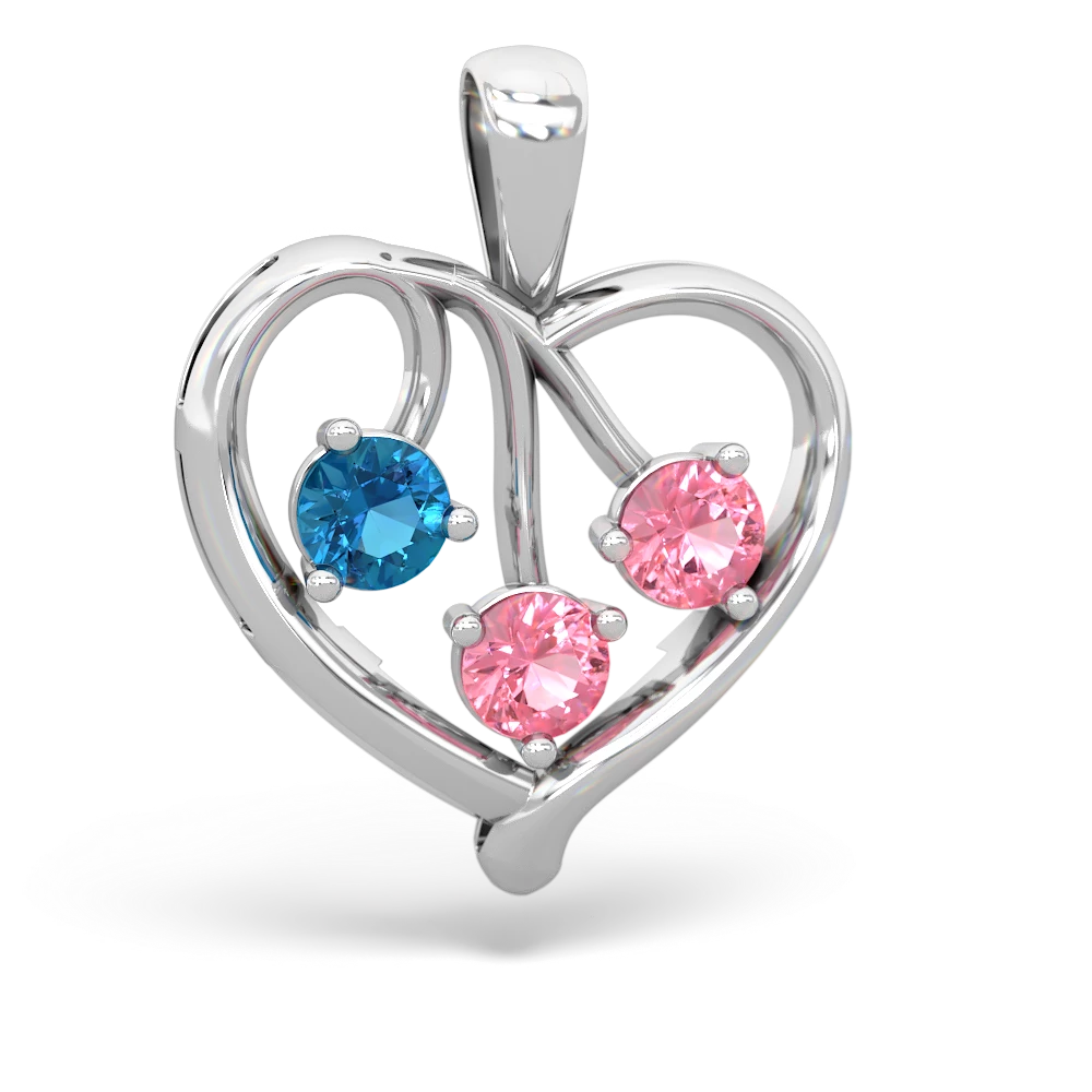 London Topaz Glowing Heart 14K White Gold pendant P2233