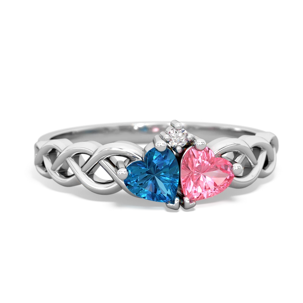 London Topaz Heart To Heart Braid 14K White Gold ring R5870