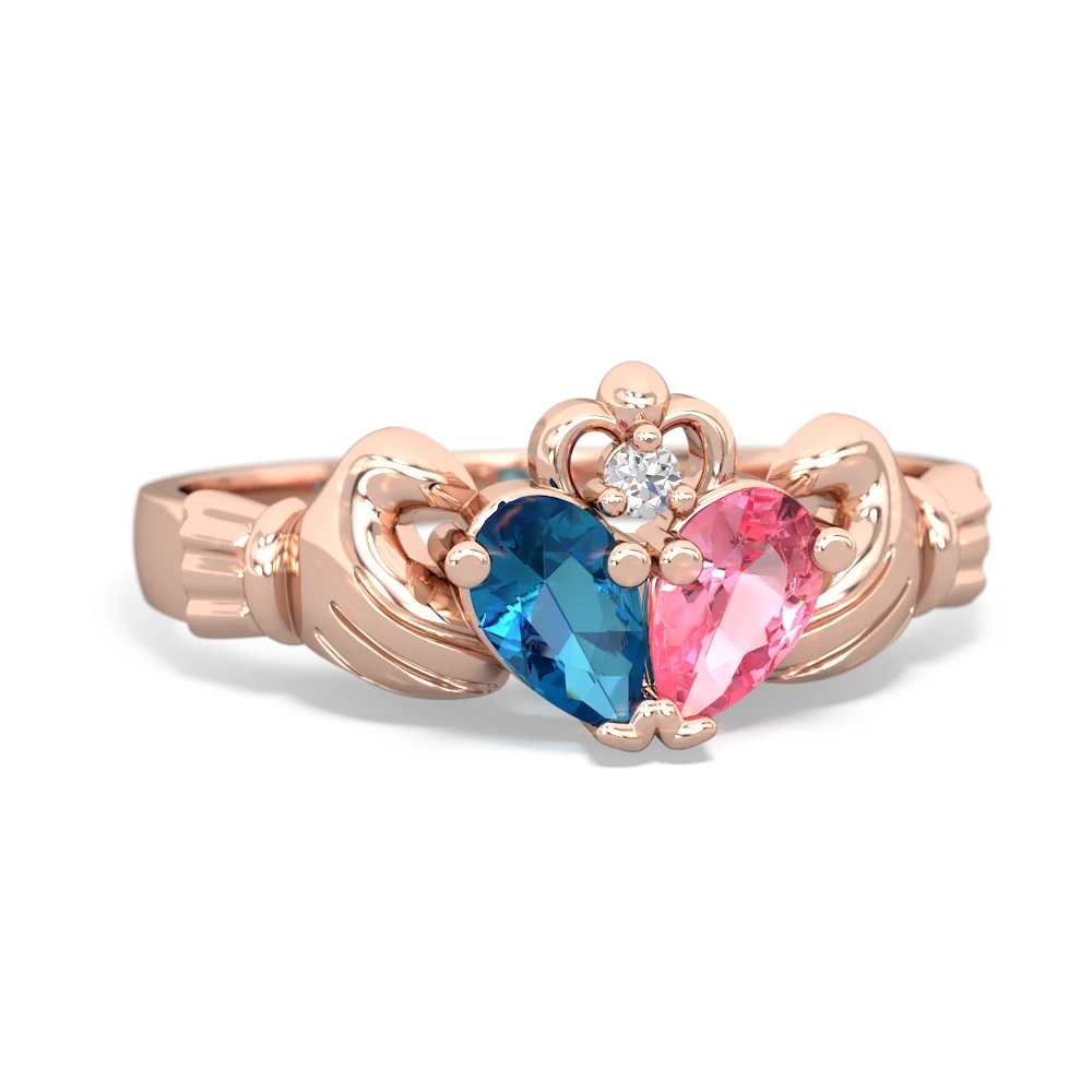 London Topaz 'Our Heart' Claddagh 14K Rose Gold ring R2388