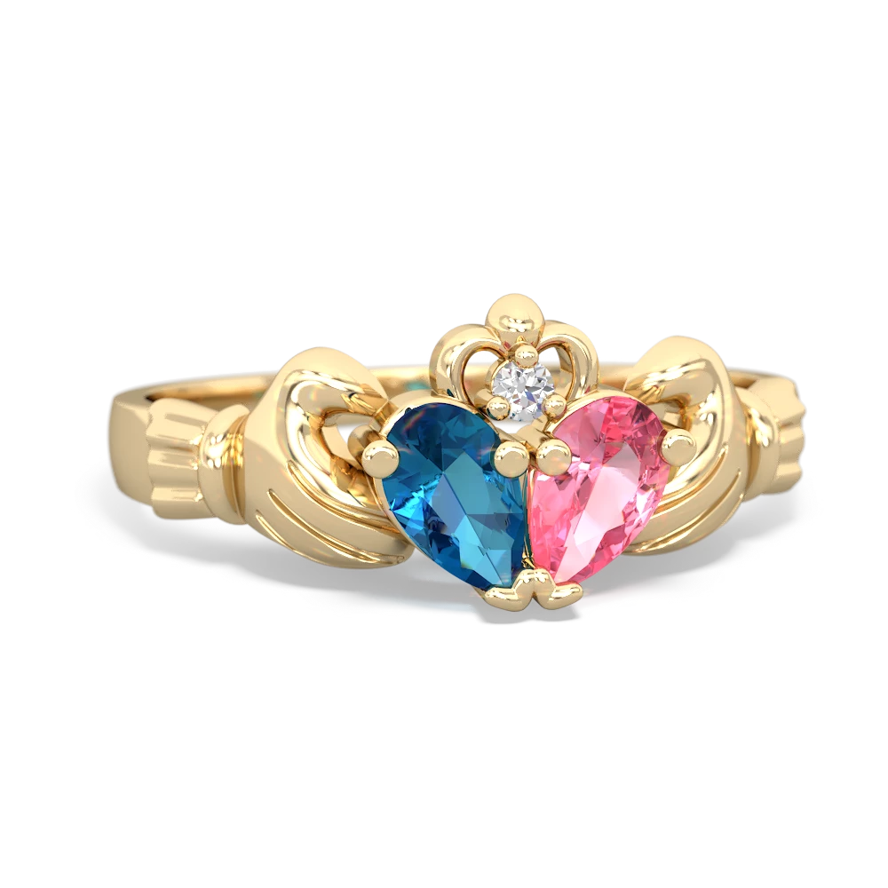 London Topaz 'Our Heart' Claddagh 14K Yellow Gold ring R2388