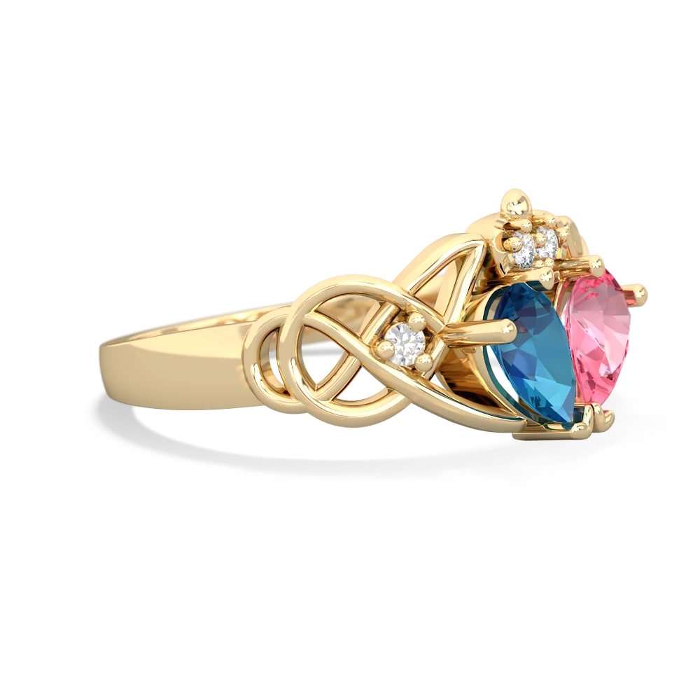 London Topaz 'One Heart' Celtic Knot Claddagh 14K Yellow Gold ring R5322