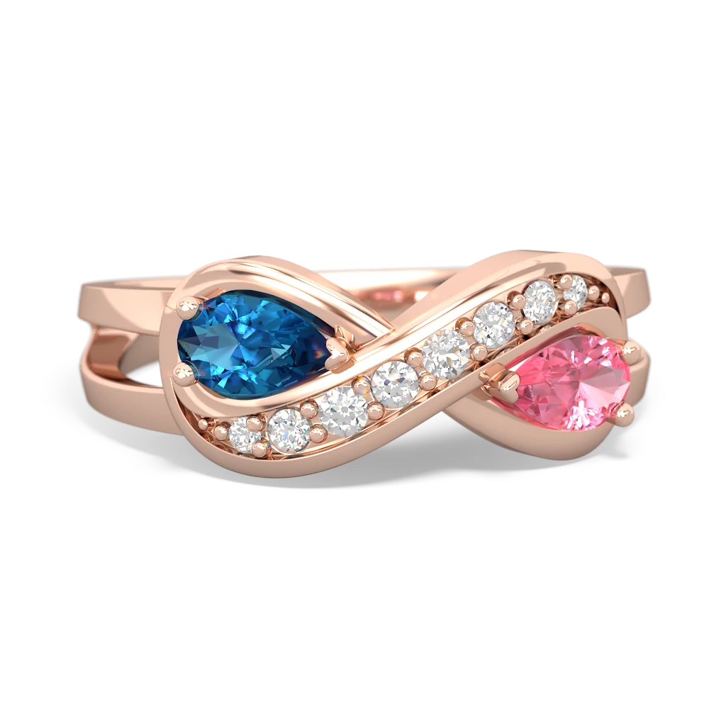 London Topaz Diamond Infinity 14K Rose Gold ring R5390