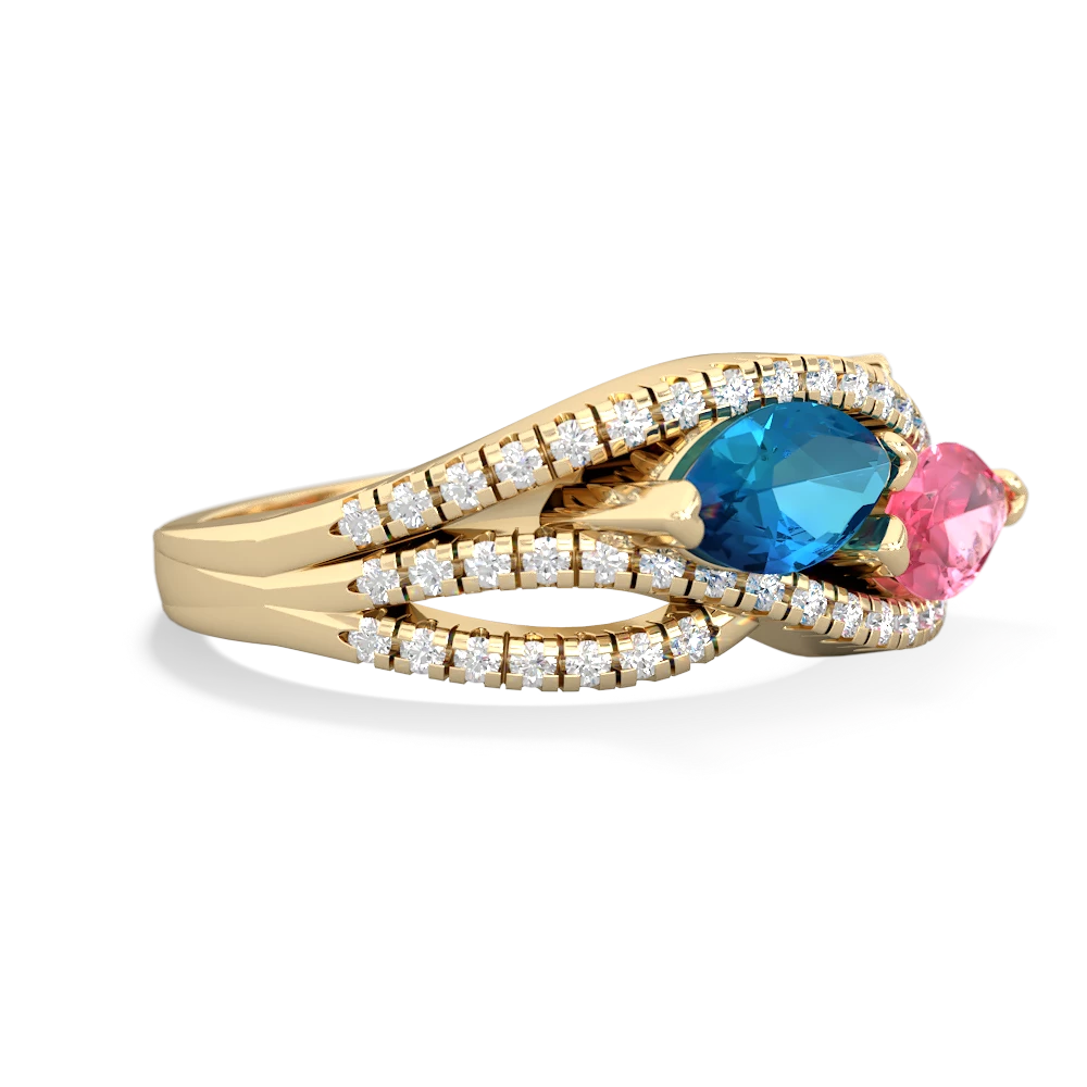 London Topaz Diamond Rivers 14K Yellow Gold ring R3070